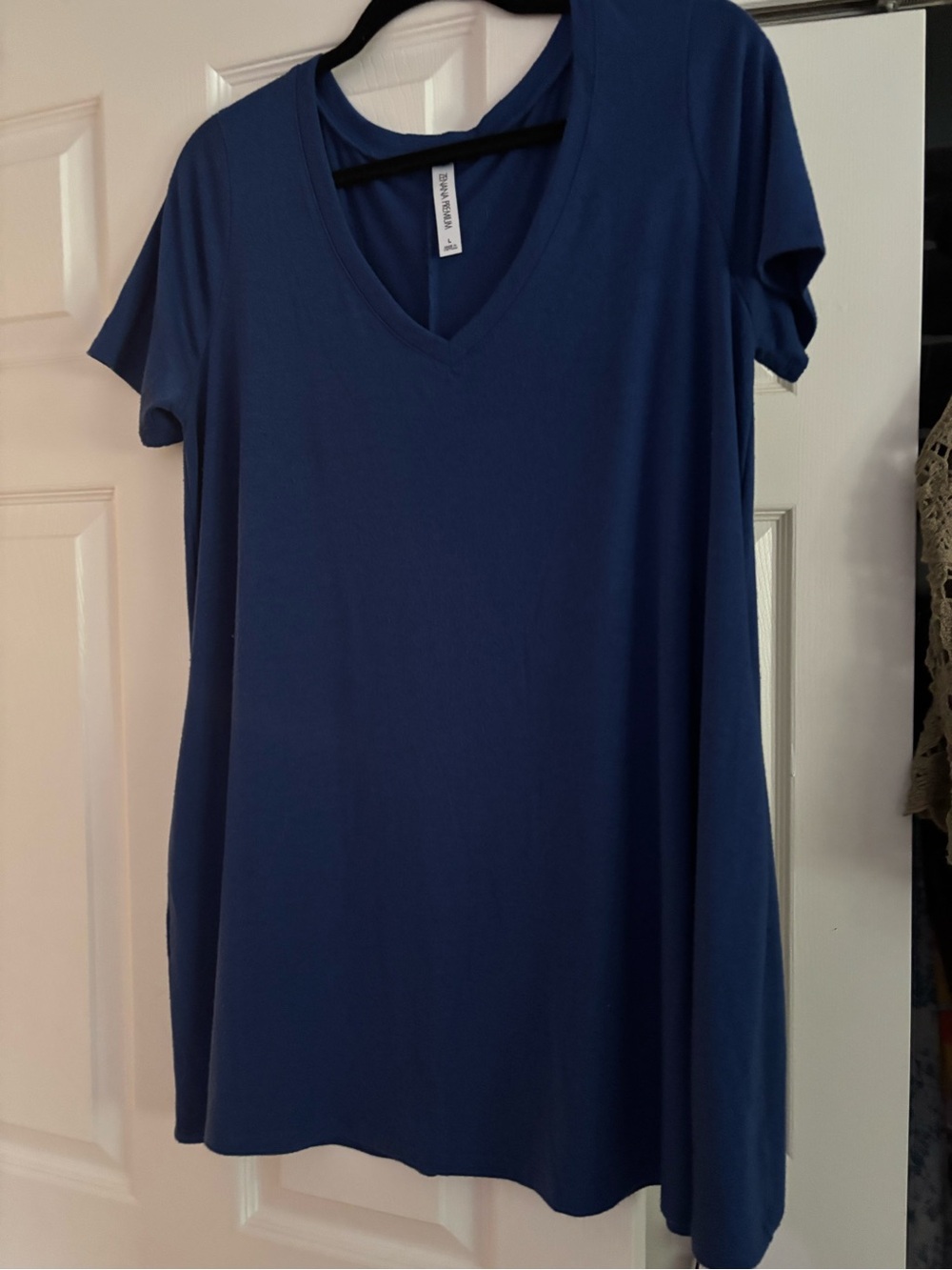 V-Neck Short Sleeve Tunic Top - Blue